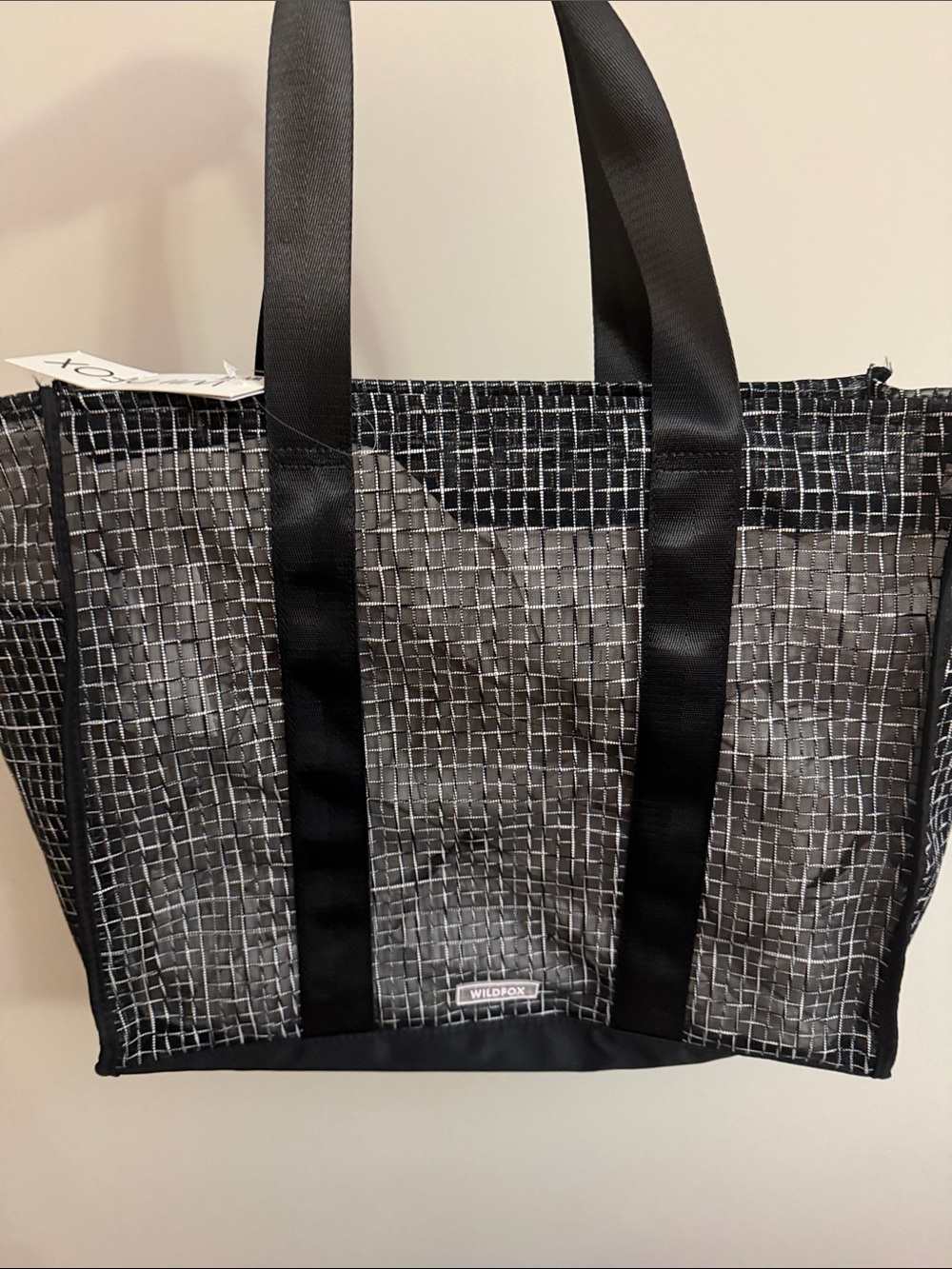 Wildfox Black and White Grid Mesh Tote